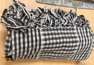 Creative Co-Op DF5653 Black &amp Cream Plaid Woven Cotton Throw Blanket with Fringe  50 x 60
