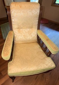 Antique Victorian Eastlake Upholstered Platform Chair.
