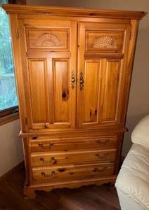 Solid Wood TV Armoire Entertainment Center Cabinet w Drawers  Approx. 41 W x 24 D x 65 H
