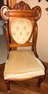 (2) Victorian Style Walnut Parlor Side Chairs w Tufted Upholstered Backs &amp Seats