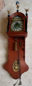 Antique Frisian Kantoortje (Notarisklok) Wall Clock  Day Runner with Alarm, Weights &amp Pendulum  Approx. 61 Tall