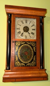 Antique Seth Thomas Ogee Shelf Clock with Reverse Painted Glass Panel &amp Original Wooden Case