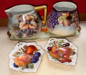 Vintage Limoges France &amp J&ampC Bavaria Porcelain Serving Collection  Fruit Pitchers, Serving Tray &amp Decorative Plates