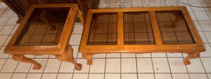 Traditional Glass Top Coffee Table &amp Matching End Table Set  Claw Foot Accent Tables (2 Pieces)