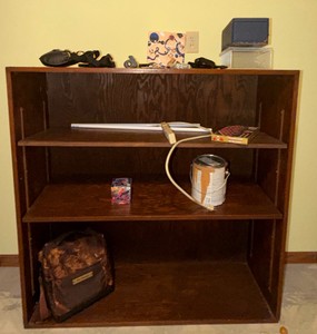 Large Dark Wood Adjustable Bookcase  Bookshelf Storage Shelving Unit Contents Included.