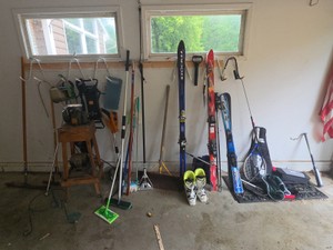 Garage Cleanout  Vintage Grinder-Hone, Skis, Ski Boots, Sporting Goods, Yard Tools & Miscellaneous
