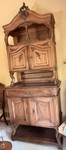 French Provincial Carved Wood Marble Top Hutch Buffet Cabinet – Approx. 96"H x 42"W x 23"D