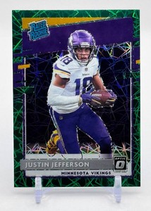 Justin Jefferson 2020 Donruss Optic Rated Rookie Green Lazer Rookie Minnesota Vikings Football Card No. 163