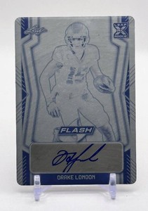 Drake London 2022 Leaf Flash Black Printing Plate Auto 11 Rookie Football Card No. BA-DL3