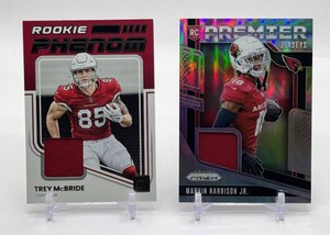 Marvin Harrison & Trey McBride 2-Card Rookie Swatch Football Card Lot