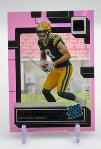 Christian Watson 2022 Clearly Donruss Pink 0410 Rookie Football Card No. 69