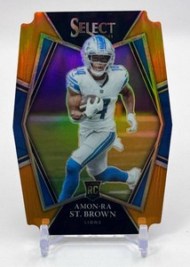 Amon-Ra St. Brown 2021 Select Orange Die-Cut Premier Level 057249 Rookie Football Card No. 173