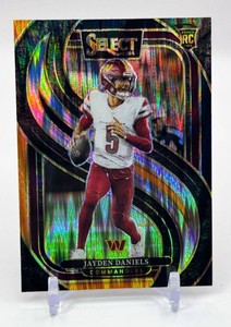Jayden Daniels 2024 Select Premier Level BlackOrange Shock Rookie Football Card No. 112