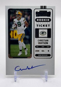 Christian Watson 2022 Contenders Rookie Ticket Auto Rookie Football Card No. 110