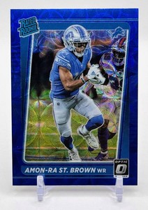 Amon-Ra St. Brown 2021 Donruss Optic Blue Scope Rookie Football Card No. 228