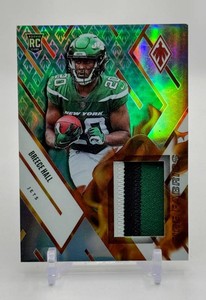 Breece Hall 2022 Phoenix Fire Fabrics 3-Color Patch 7199 Rookie Football Card No. FIRE-15
