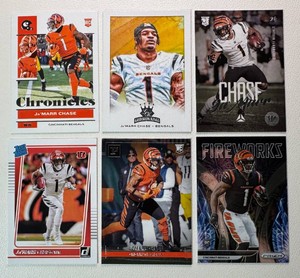Jamarr Chase 6-Card Rookie Football Card Lot