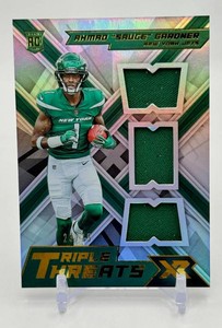 Ahmad Sauce Gardner 2022 XR Triple Threats Triple Swatch 2375 Rookie Football Card No. RTT-AG