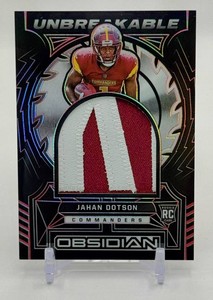 Jahan Dotson 2022 Obsidian Unbreakable NASTY Patch 0610 Red Rookie Football Card No. UM-JDO