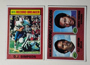 OJ Simpson 2-Card 1976 Topps Football Vintage Card Lot