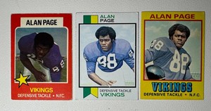 Alan Page 3-Card Vintage Minnesota Vikings Football Card Lot