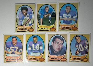 Minnesota Vikings 7-Card 1970 Topps Vintage Football Card Lot