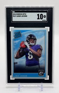 Lamar Jackson SGC 10 2018 Donruss Optic Rookie Football Card No. 167