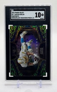 Austin Ekeler SGC 10 2022 Select Snapshots GreenBlack Snakeskin Prizm 12 Football Card No. SS-7