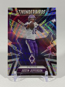Justin Jefferson 299 Wave Refractor 2025 Phoenix Thunderbirds #34 Minnesota Vikings Football Card Numbered 244299