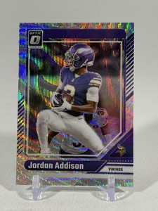 Jordan Addison 300 Wave Refractor 2024 Donruss Optic #129 Minnesota Vikings Football Card