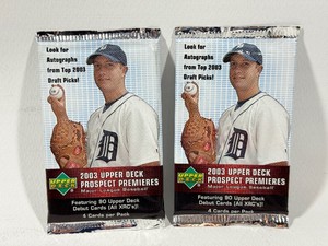 2 Packs 2003 Upper Deck Prospect Premieres Baseball Cards
