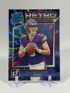 JJ McCarthy Rated Rookie 2024 Donruss Retro #3 Rookie Minnesota Vikings Football Card