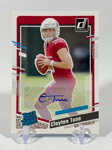 Clayton Tune Auto RC 2023 Donruss Rated Rookie #302 Football Card