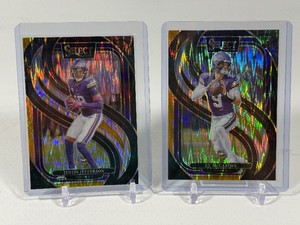 Justin Jefferson and JJ McCarthy 2-Card 2024 Select Shimmer Prizm Lot Minnesota Vikings Football Cards
