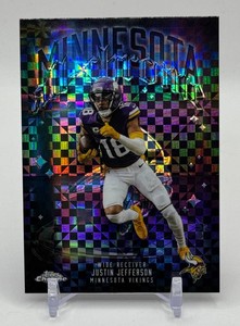 Justin Jefferson 2025 Topps Chrome All-Chrome X-Fractor Minnesota Vikings Football Card No. ACT-6