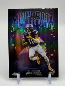Justin Jefferson 2025 Topps Chrome All-Chrome Refractor Minnesota Vikings Football Card No. ACT-6