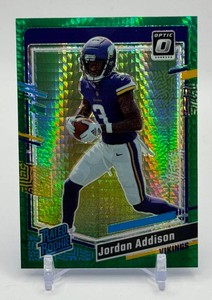 Jordan Addison RC 2023 Optic Rated Rookie Green Hyper Minnesota Vikings Rookie Football Card No. 271