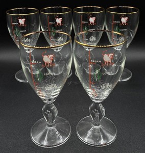 Set of 6 - Vintage irish Coffee Glasses with Gold Rim and Recipe - Product of Collins Inglis & Co.
