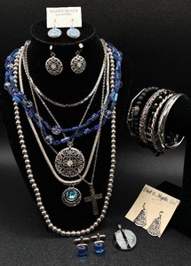 Assortment of Silver Tone Necklaces, Bracelets, Earrings and More