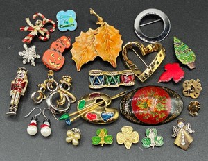 Variety of Brooches, Pins and Earrings