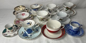 Assortment of 11 Teacup and Saucer Sets- Includes Lefton, Josef Kuba Bavaria, Spode, Royal grafton, Shafford - Japan, Royal Albert, Duchess, Elizabethan, Toftey - Norwegian, Painted Turtle