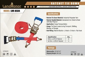 New 2026 LandHonor LHR-BS84 Professional 12-Piece Industrial Ratchet Tie Down Strap Set
