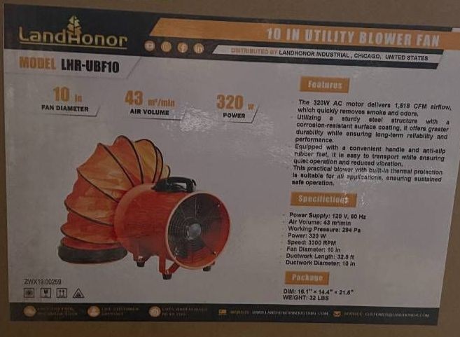Landhonor 10In Utility Blower Fan (LHR-UBF10)