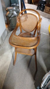 Vintage Thonet-style bentwood and cane baby high chair