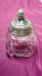 Vintage ribbed glass canister