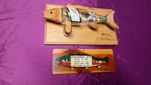 Handmade Minn Bottle Bass and fishermans  code sign