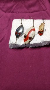 Vintage Buck Perry Spoonplug and 2 Red Eye Wigglers