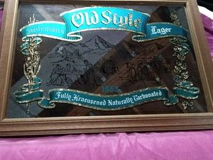 Vintage framed Old Style beer mirror