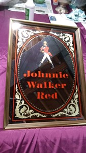 Vintage framed Johnnie Walker Red mirror