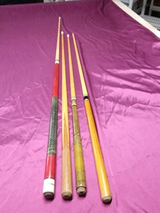 2 pc Orchid USA pool stick, 2 - 2pc pool stick and 1 wooden pool stick
